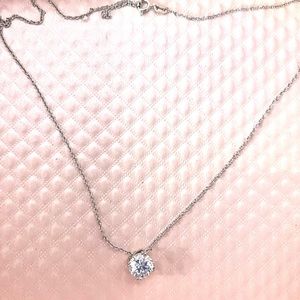 Silver necklace with cubic zirconium stone